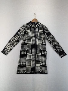 Le Magli Di Sofia Houndstooth Open Cardigan Sweater Made In Italy M - Picture 1 of 11