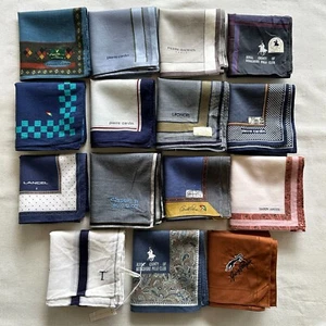 Lot of 15 VIntage Men's Handkerchief Plain Cotton Multicolor Pocket Square 18" - Picture 1 of 17