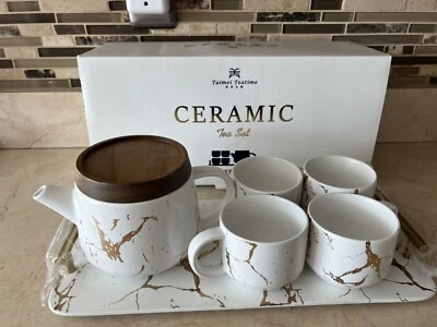 Juegos de té de cerámica para tetera Taimei con tazas de té y bandeja Foto 1 de 2
