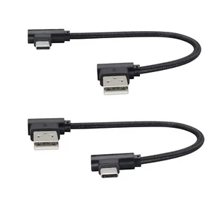 HCFeng Cavo Doppio Gomito Tipo C Angolo Retto Nylon Intrecciato USB 2.0A a USB C - Foto 1 di 4