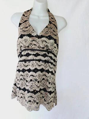 Creative Design Works Sz M Black Gold Y2K disco Lolita fairy money halter top - Image 1 of 4