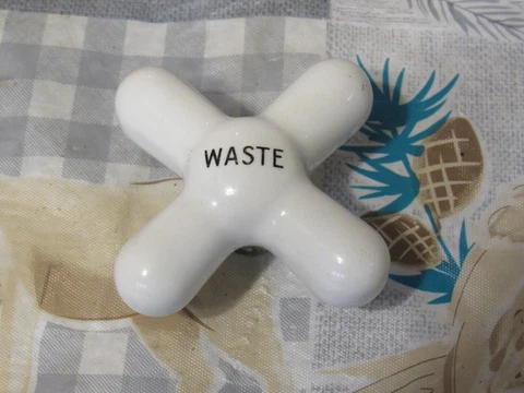 Antique Heavy Porcelain Speakman Waste Cross Handle Faucet Knob FREE SHIP Cover