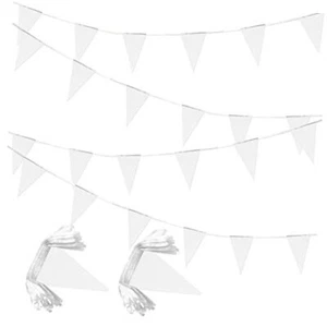 100 Feet Pennant Banners Flags String Hanging Triangle Bunting White - Picture 1 of 6