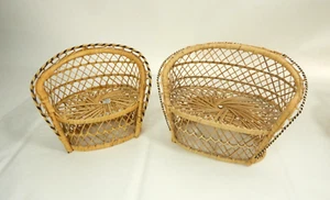 2 Vintage Rattan Doll Wicker Loveseat/Couches - Picture 1 of 6