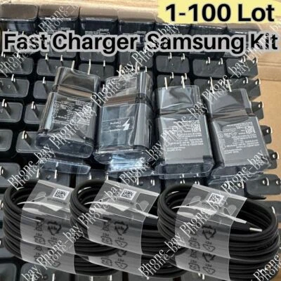 Adapter Fast Charger Type C With Phone Charging Cable For Samsung Galaxy Lot - Image 1 of 4