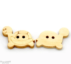 8 Knöpfe Schildkröte Turtle Holz Holzknopf Holzknöpfe Nähen Basteln Knopf * - Bild 1 von 3