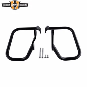 Black Saddlebag Guards Rail Bar Fit For Harley FXST FXSTB FXSTS 00-05 FLST 00-17 - Picture 1 of 6