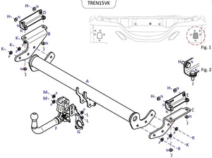 Barra de remolque desmontable vertical Towtrust para Renault Kadjar SUV 2015-en adelante - Imagen 1 de 8