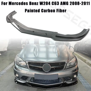 For Mercedes Benz W204 C63 AMG 2008-11 Painted Carbon Fiber Front Bumper Lip Kit - Picture 1 of 4