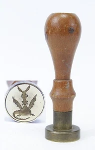 großer Wachssiegel Stempel mit Babydrache Logo - Wappen Wyvern Sejant Affronty - Bild 1 von 5