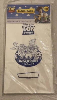 "10 bolsas Toy Story almuerzo botín regalo golosinas fiesta zumbido leñoso blanco 5"" X 10""" Foto 1 de 2