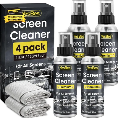 Screen Cleaner Spray 16Oz (4Oz X 4 Pack) - TV & Computer Screen Cleaner with 2 M - Image 1 of 4