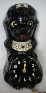 RARE Vintage French Poodle Clock Moving Eyes Partially Works Restoration Repair - Picture 1 of 10