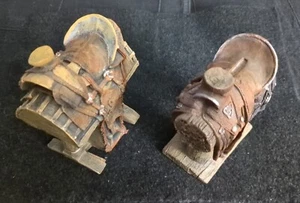 2 Southwestern Reflections Collection Mini Resin Cowboy Horse Saddle Figurines - Picture 1 of 7