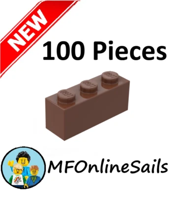 **NEW** 100x Genuine LEGO 1x3 Bricks - Reddish Brown - Piece # 3622 Bulk - Image 1 of 4