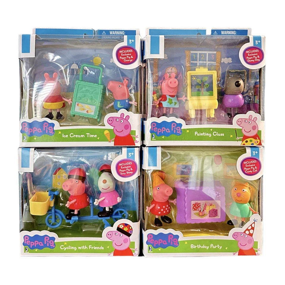 4 CONJUNTOS DE JUEGO RAROS PEPPA PIG NUEVOS EN CAJA: ciclismo/fiesta de cumpleaños/clase de pintura/helado Foto 1 de 1