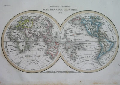 1835 ORIGINAL MAP UNITED STATES WORLD CANADA CUBA MEXICO TEXAS AUSTRALIA EUROPE - Image 1 of 3