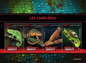 Chameleons LIZARDS Reptiles/Animals/Wildlife MNH 4v-Stamp Sheet (2022 Djibouti) - Picture 1 of 1