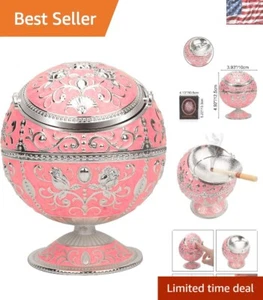 Vintage Portable Ashtray with Push Down Lid - Odor Eliminator for Indoor/Outdoor - Picture 1 of 8