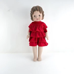 Vintage 1991 Daisy Kingdom Pansy Doll Brown Hair Red Dress Retro Toy Girl - Picture 1 of 10