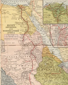 ORIGINAL 1927 EGYPT MAP - Abyssinia Africa Dated Antique L.L. Poates W Video - Picture 1 of 4
