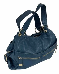 ๐ Michael Kors Blue Pebbled Soft Leather Shoulder Handbag Hobo Purse ๐ - Picture 1 of 9