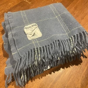 Country Road Pure Wool Lap Blanket 97cm Square Blue (Slightly Felted) - Picture 1 of 7