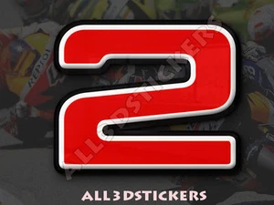 3D Stickers Resin Domed NUMBER 2 TWO - Color Red - 25 mm(1 inch) Adhesive - Picture 1 of 1