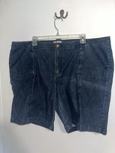 Womens CJ Banks Christopher Banks Denim Blue Jeans Bermuda Shorts Size 24W - Picture 1 of 8
