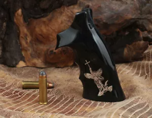 KSD Brand Smith Wesson K/L/X - Impugnature acriliche nere compatibili con telaio mozzo rotondo - Foto 1 di 1