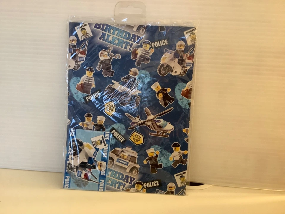Lego birthday gift wrap  wrapping paper 2 Sheets 2 Gift Tags new - Image 1 of 1