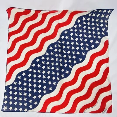 Vintage Bandana Handkerchief American Flag Stars Stripes Made in USA RN 14193 - Image 1 of 4