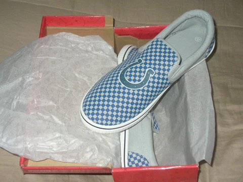 Men's NFL FOCO Indy Colts Big Logo Low Top Slippers Rubber Sole Choice Sz NWB Cover