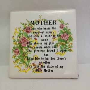 Mutter Geschenk Gedicht Deko Fliese Keramik Vintage Blumen Mama Statement klein - Bild 1 von 7