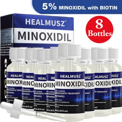 Minoxidil 5% Extra Strength Men 8 Month Supply Hair Regrowth Solution 8 Bottles - Image 1 of 4