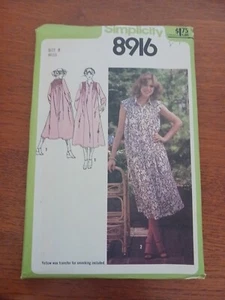 Vintage 1970s Simplicity 8916 Sewing Pattern Women's Smocked Dress 8 Uncut  - Picture 1 of 5