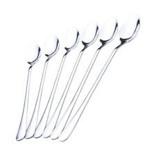 6pcs Long Handle Stainless Steel Tea Coffee Spoons Ice Cream Cutlery H3H3