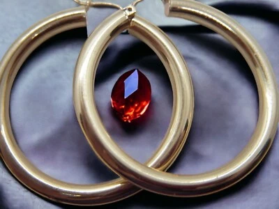 14K Solid Gold Hoop Earrings  1.5in Drop  SALE SAVE 800  R1260 - Image 1 of 4