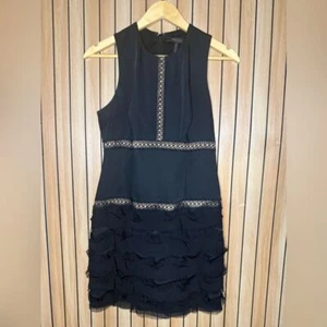 BCBGMAXAZRIA Black Ruffle Tier Mini Dress 6 - Picture 1 of 5