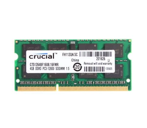 Crucial 4GB 2RX8 PC3-12800S DDR3 1600Mhz 204Pin CL11 SODIMM Laptop Memory RAM #t - Picture 1 of 7