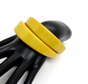 Mid Century Two Bakelite Dark Yellow Matching Tapered Bangles Simichrome Tested - Picture 1 of 6