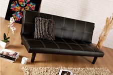 Single Faux Leather Sofa Bed in Black - Spencer Sofabed - Free Delivery CHEAP