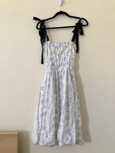 Brock Collection X H&M Floral Tie Strap Smocked Bodice Midi Dress Size S Doen - Picture 1 of 3