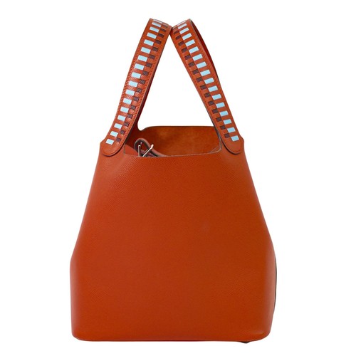 HERMÈS Borsa a mano HERMES Picotin Lock MM Tressage in pelle Rouge Coeur