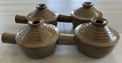 Juego de 4 VASOS SOPERAS VINTAGE STONE WAVE cubiertas cebolla francesa gres marrón Foto 1 de 4