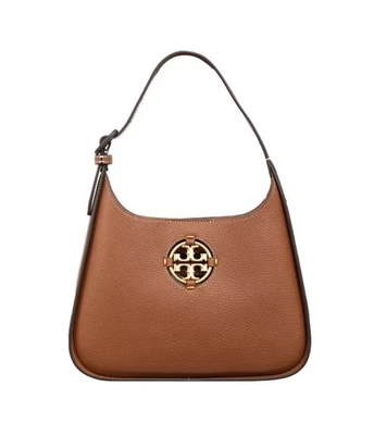 Коричневая классическая кожаная сумка-хобо Tory Burch Miller цвета камелло - Изображение 1 из 4