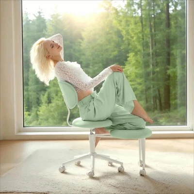 Cross Legged Swivel Chair Adjustable Height Meditation & ADHD Seat Faux Leather - Image 1 of 4