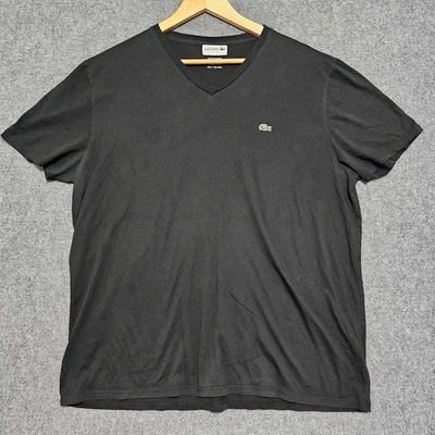Lacoste Black Short Sleeve Pima Cotton Vneck Regular Fit T-Shirt Sz 7 2XL Mens - Image 1 of 4