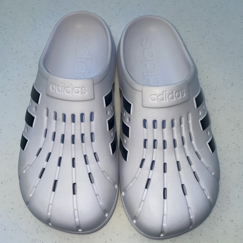 Sandali unisex Adidas Adilette Clog bianco nuvola nero nero uomo taglia 7 donna 8