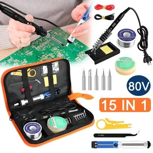 80W Soldering Iron Kit Electric Welding Tool Solder Tips Adjustable Temperature - Picture 1 of 14